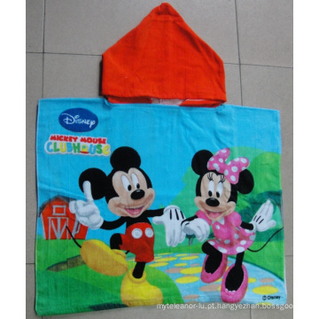 (BC-PB1006) Poncho de praia infantil 100% algodão estampado de alta qualidade